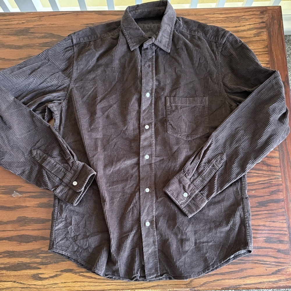 Frank & Eileen Luke Relaxed Fit Brown Corduroy LS Button Down Shirt Size XS